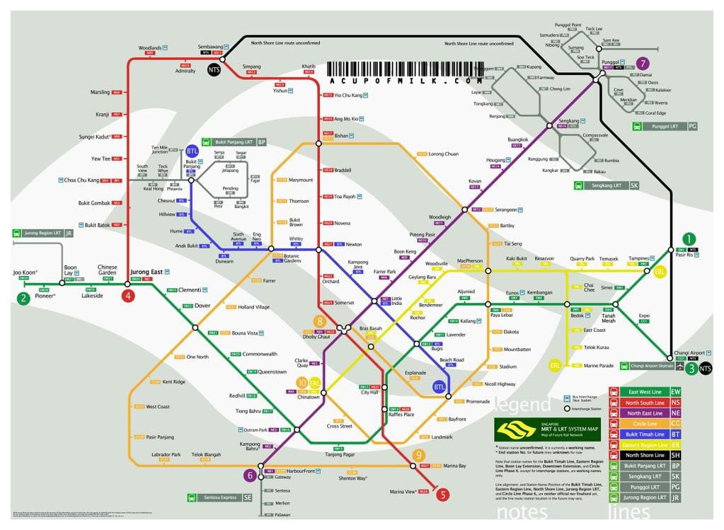 kort af Singapore -
