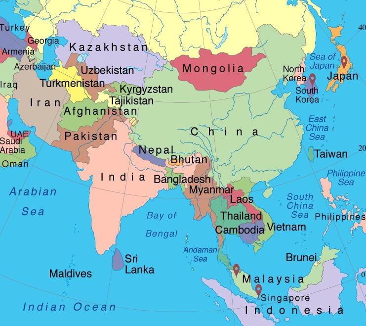 Singapore asíu kort