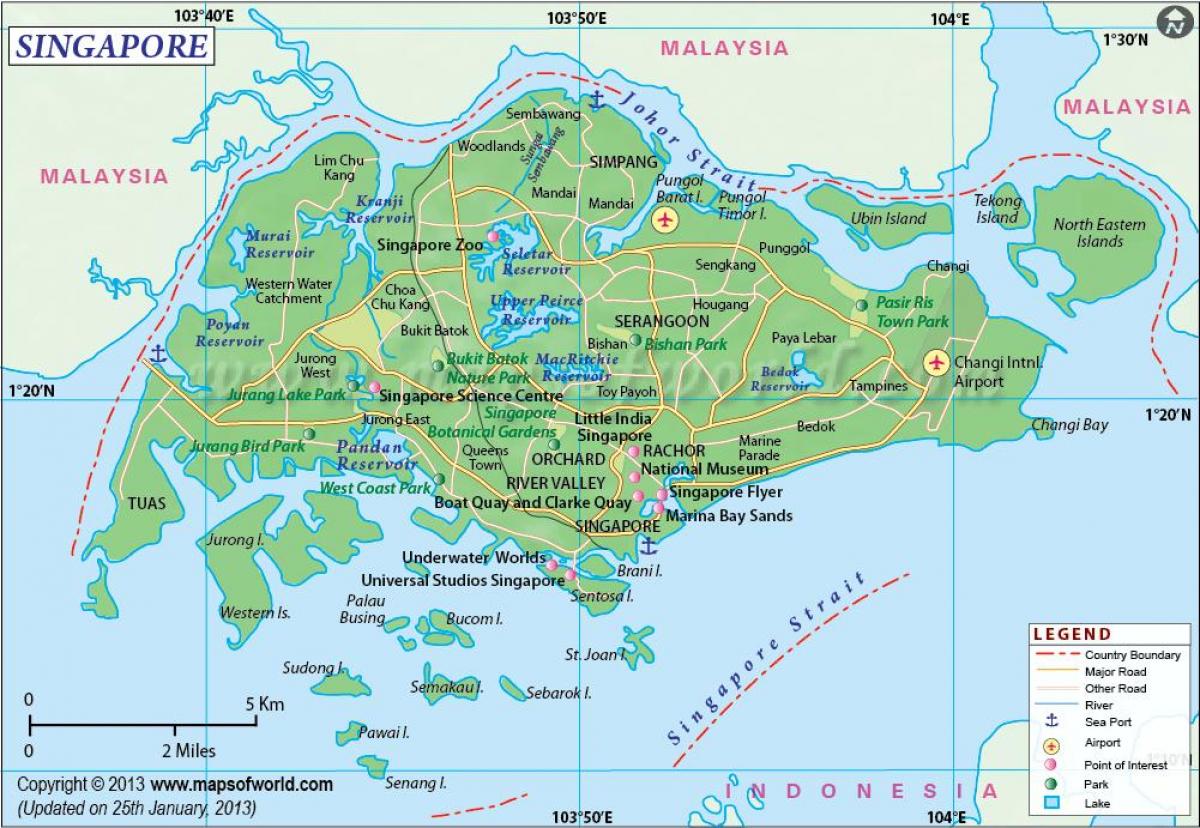 kort af singapúr