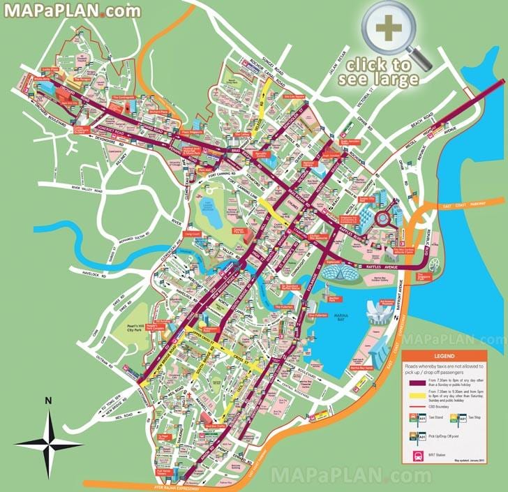 kort af Singapore borginni