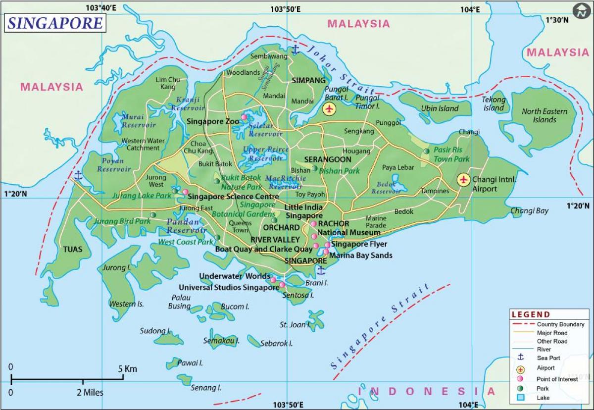 kort af Singapore borginni