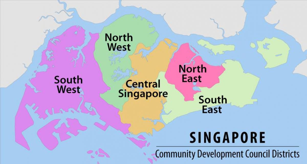 kort af Singapore svæðinu