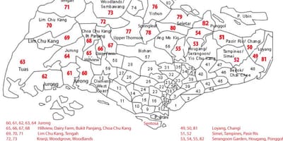 Singapore póstnúmer kort