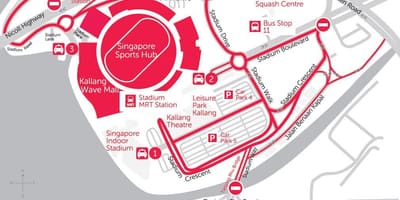Kort af Singapore íþróttir hub