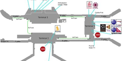 Kort af Singapore flugvöllur