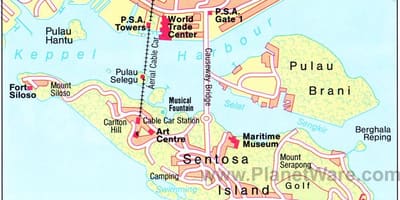 Kort af Singapore staðir